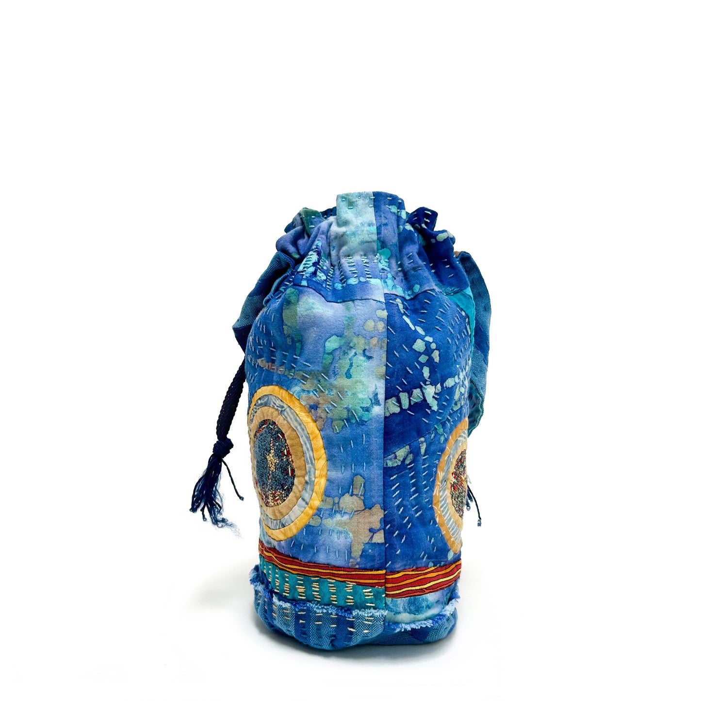 Blue Medallion Bucket bag with strap