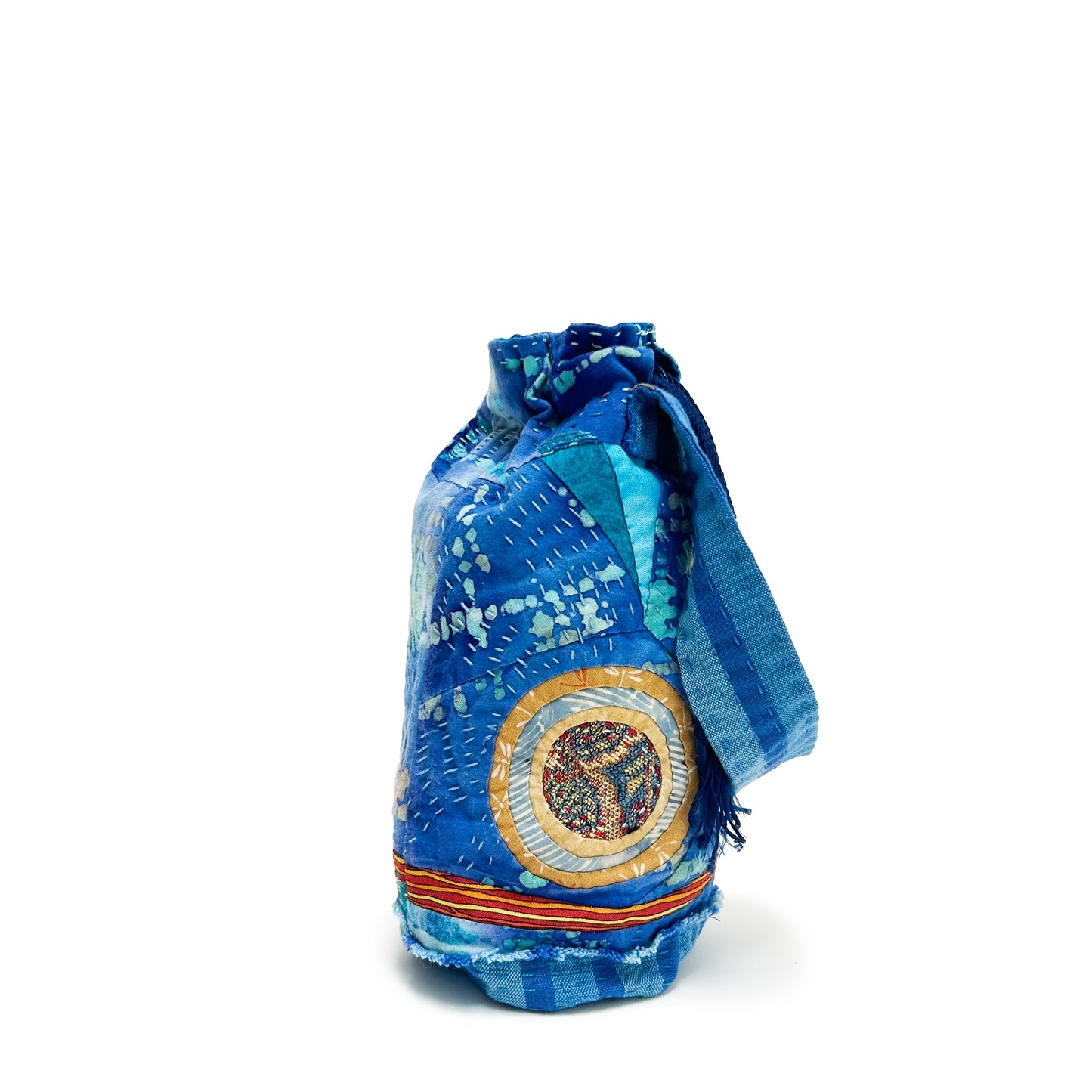 Blue Medallion Bucket bag with strap