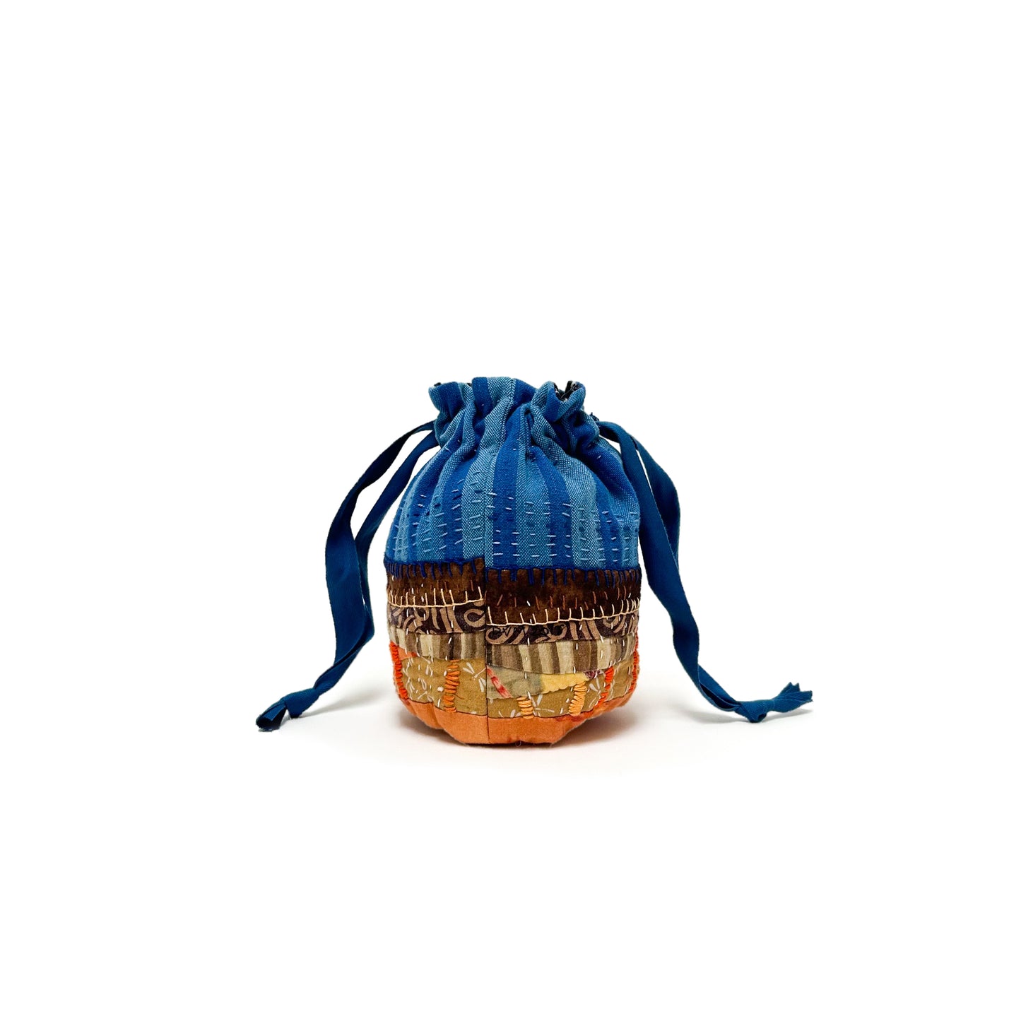 Stripe drawstring bucket bag