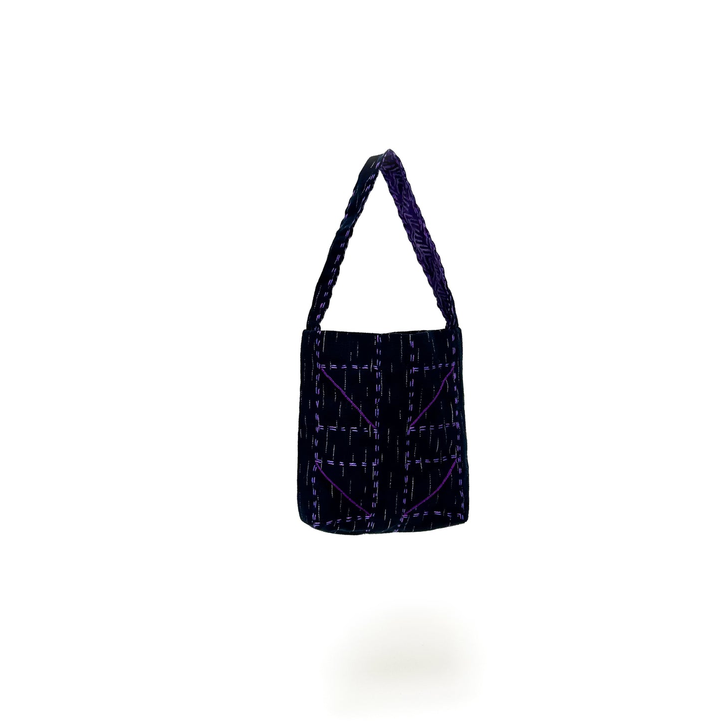 16 Indigo Squares Mini Tote/Keeper