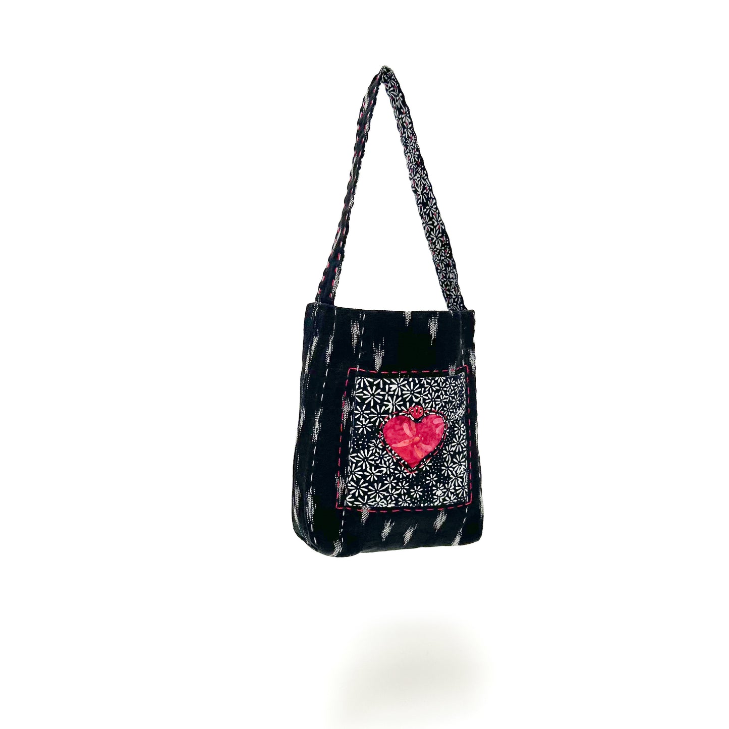 17 Black Ikat Mini Tote/Keeper