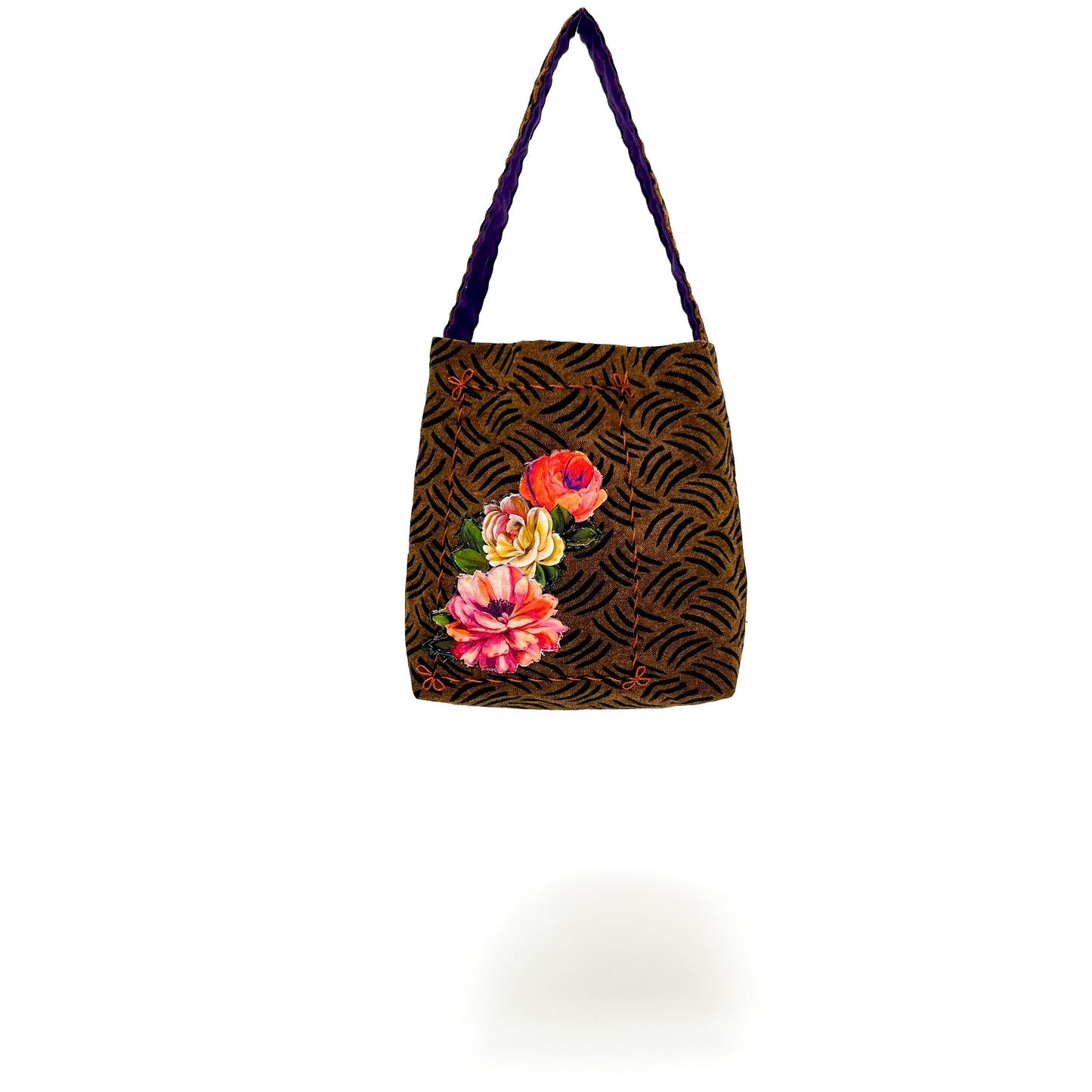 003 Rust Flower Mini Tote/Keeper